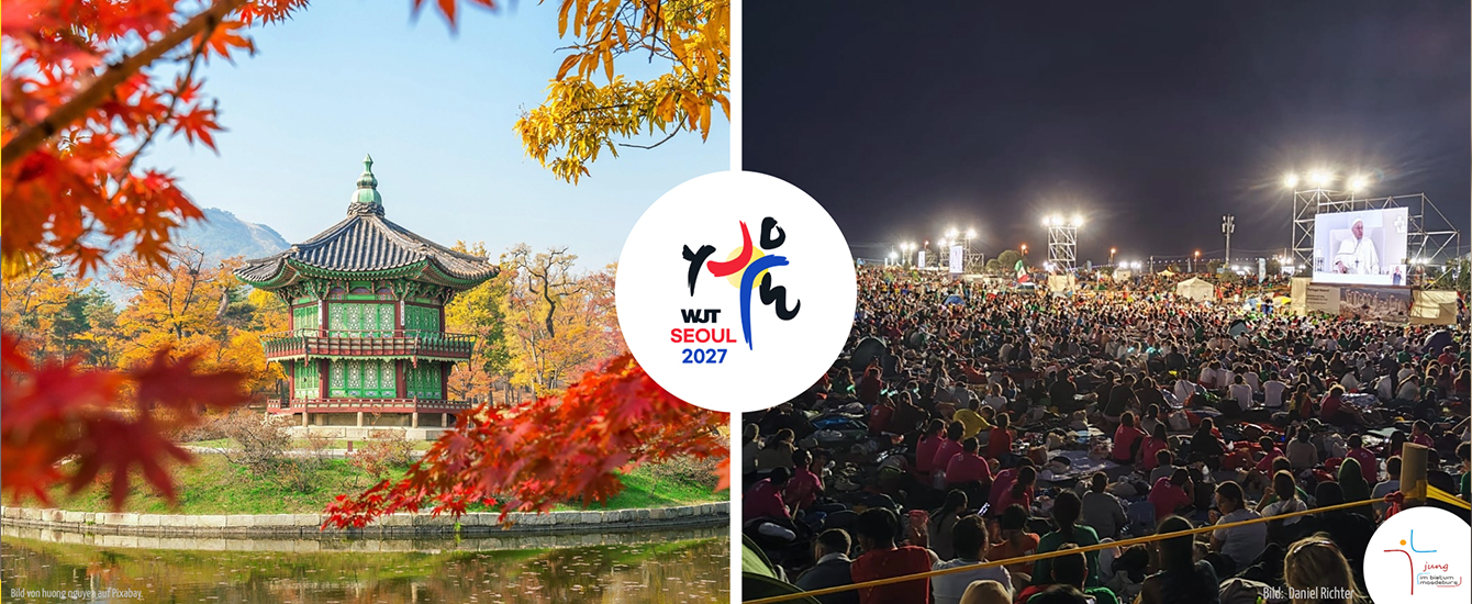 zweigeteiltes Bild von Seoul mit Menschen