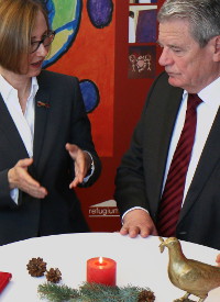 Monika Schwenke und Bundespräsident im Gespräch